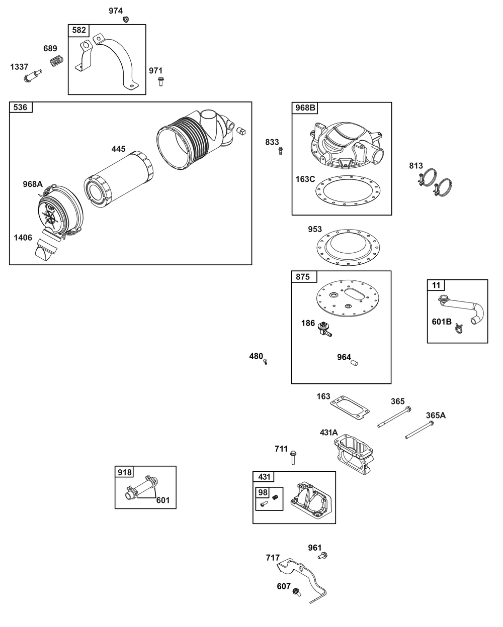 Air Cleaner Group Diagram and Parts List for 386447-0032-B5 200000 - 399999 Briggs and Stratton Engine